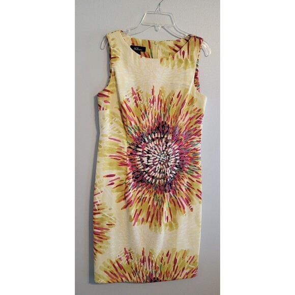 AGB Ivory Colorburst Shift Dress Womens Size‎ 6 Workwear Classy Sleeveless Midi - Picture 8 of 10